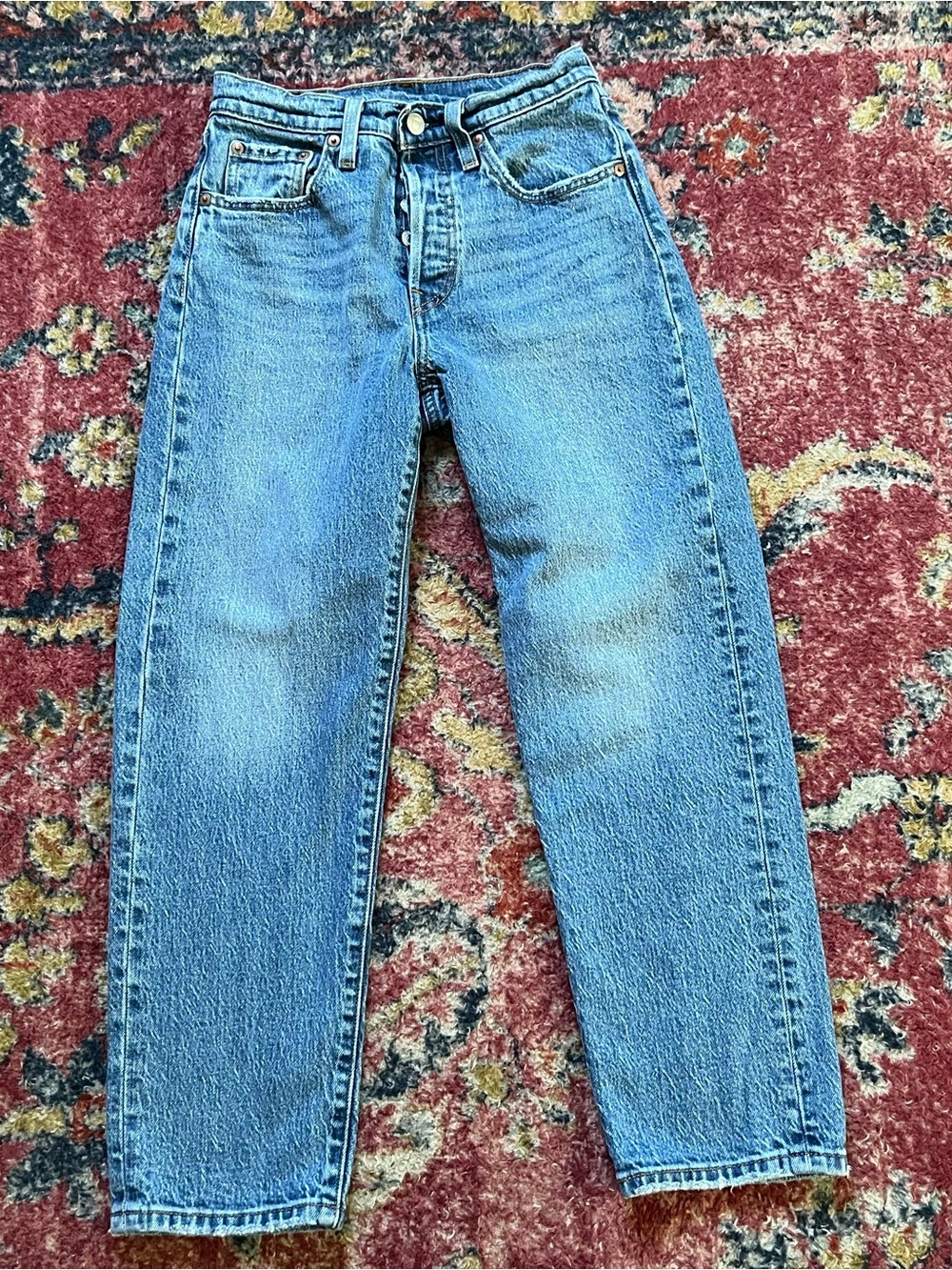 Levi's 501 Women’s Relaxed Fit Blue Denim Jeans size 24x26